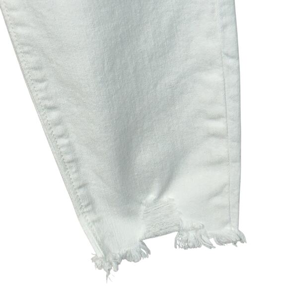 LOFT SZ 26/2 Skinny Crop Jeans Mid-Rise Stretch Frayed Hems Pocket Zip-Fly White - Picture 3 of 12